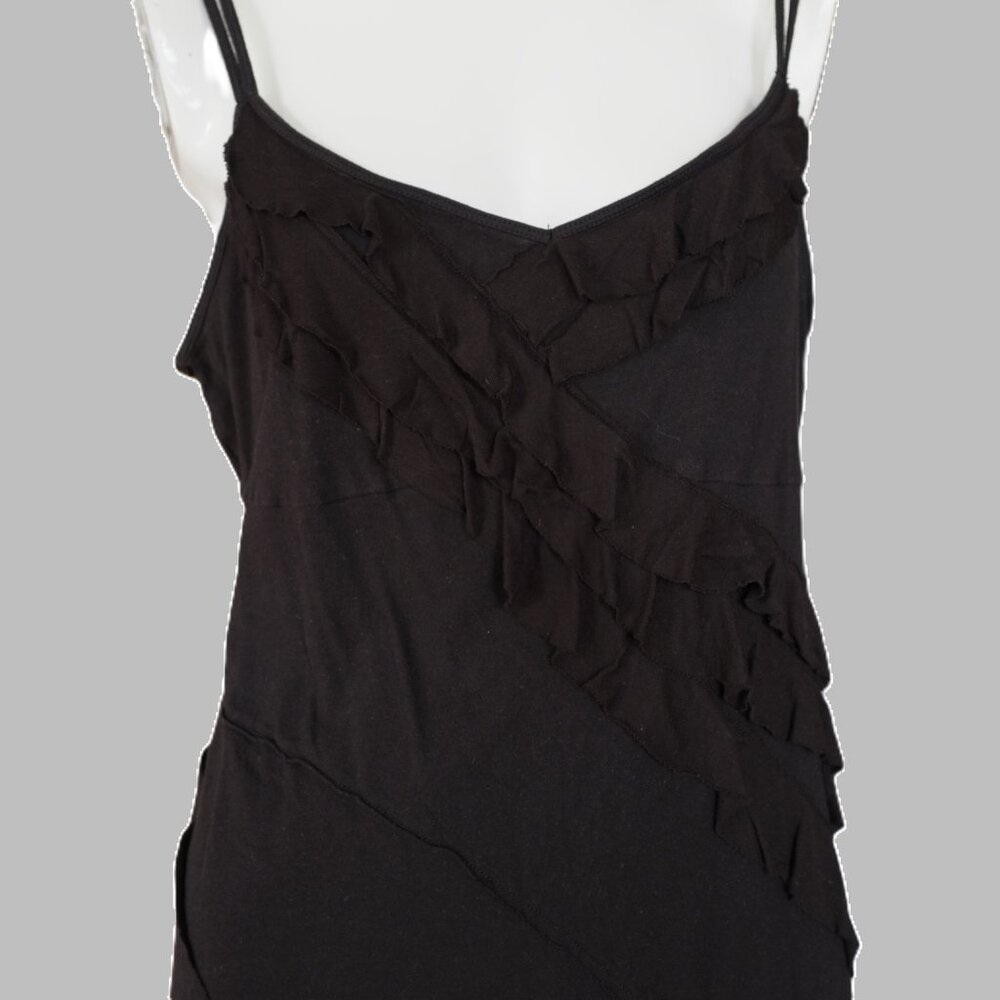 G21 black double spaghetti straps cami with ruffles and reverse seams XXL - Picture 2 of 6